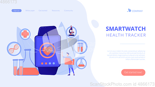 Image of Smartwatch health tracker concept landing page.