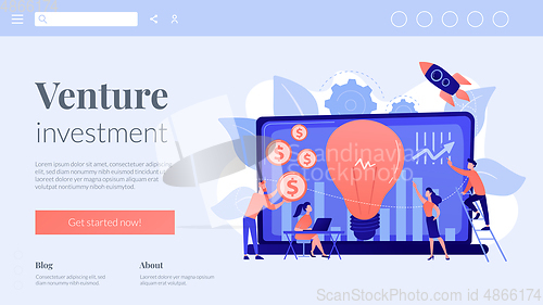 Image of Venture investment concept landing page.