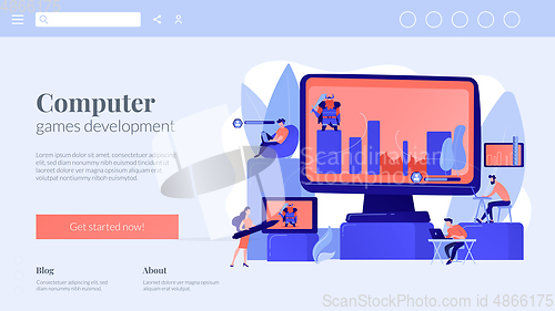 Image of Computer games development concept landing page
