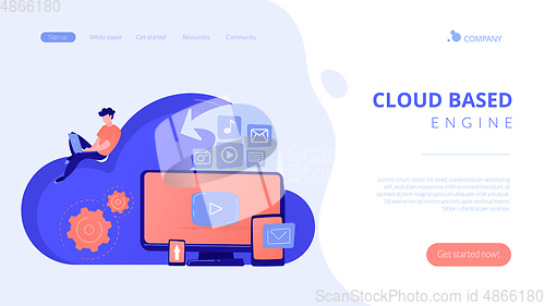 Image of Cloud based engine concept landing page.