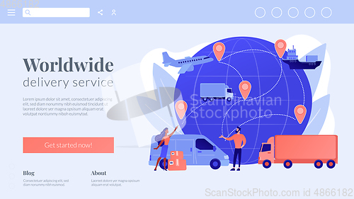 Image of Global transportation system concept landing page.