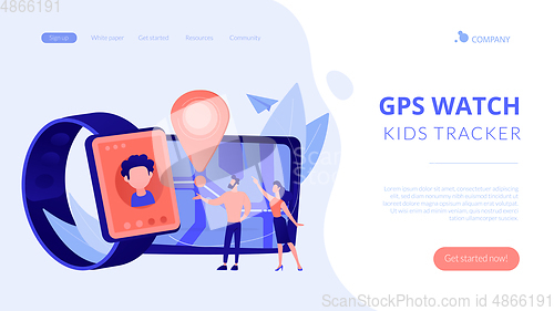 Image of GPS kids tracker concept landing page.