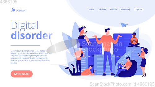 Image of Smartphone addiction concept landing page.