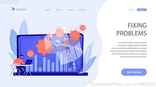 Image of Computer troubleshooting concept landing page.