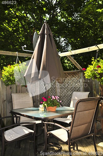 Image of Patio furniture on a deck