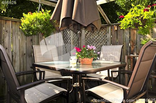 Image of Patio furniture on a deck