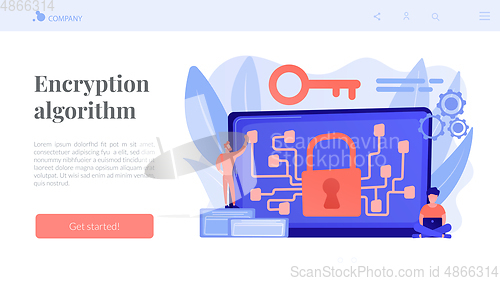 Image of Cryptography and encryption concept landing page.