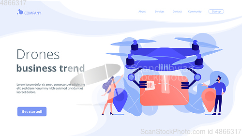 Image of Drone delivery concept landing page.