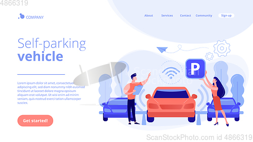 Image of Self-parking car system concept landing page.