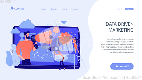 Image of Data driven marketing concept landing page.