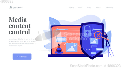 Image of Media content control concept landing page