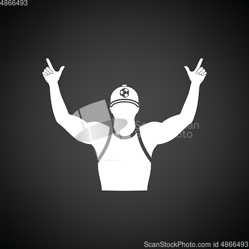 Image of Football fan with hands up icon