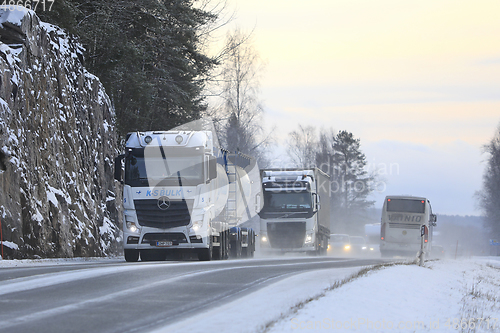 Image of Truck Traffic in Winter