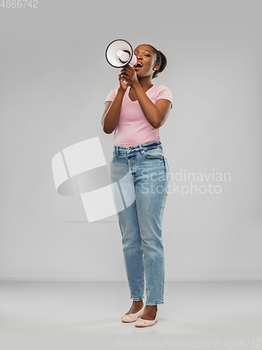 Image of african american woman over grey background