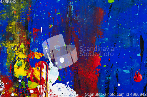 Image of Blue, red and yellow colored wall texture background. 