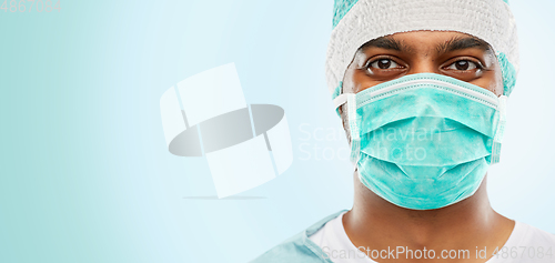 Image of indian male doctor or surgeon in protective wear