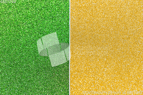 Image of green and golden glitters or sequins backgrounds