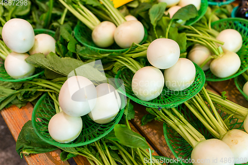 Image of White radish in market