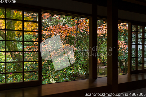 Image of Japanese tea house in Autumn