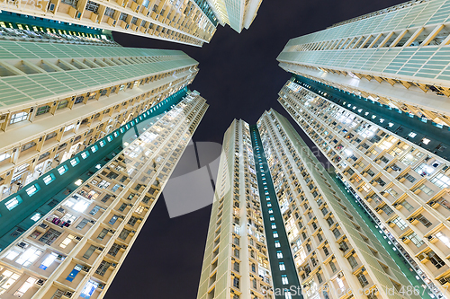 Image of Residential building to the sky at night