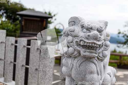 Image of Rock stone lion statue in temple