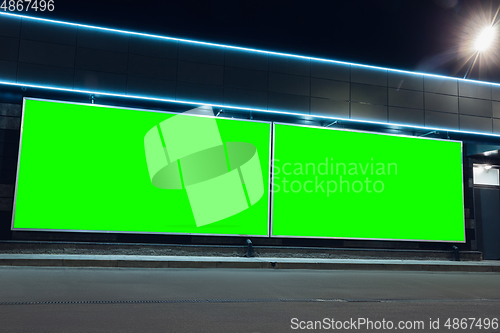 Image of Blank citylight for advertising on the building at city night, copyspace for your text, image, design