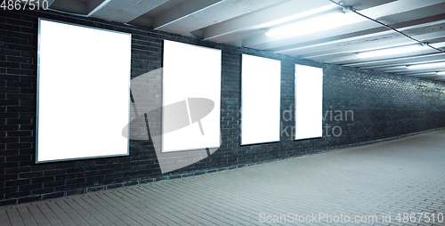 Image of Blank citylight for advertising on the building at city night, copyspace for your text, image, design, flyer