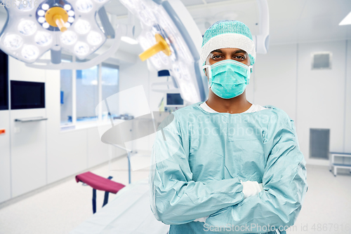 Image of indian male doctor or surgeon over operating room