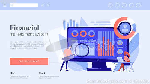 Image of Financial management system concept landing page.