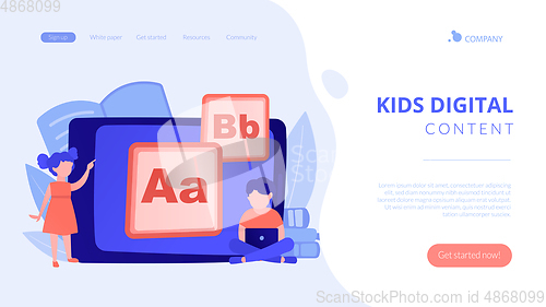 Image of Kids digital content concept landing page.