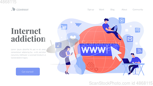 Image of Internet addiction concept landing page.