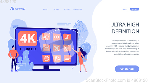 Image of UHD smart TV concept landing page.