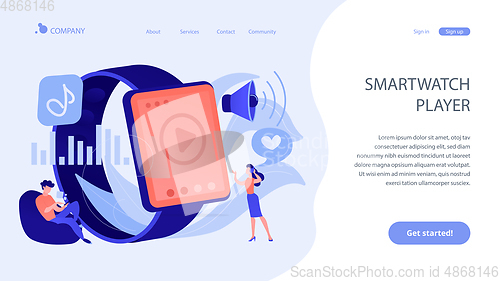 Image of Smartwatch player concept landing page.