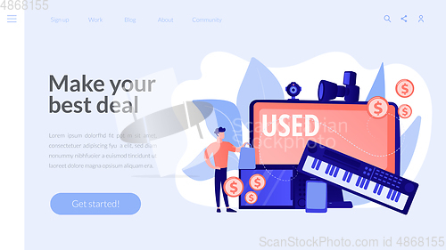 Image of Used electronics trading concept landing page.