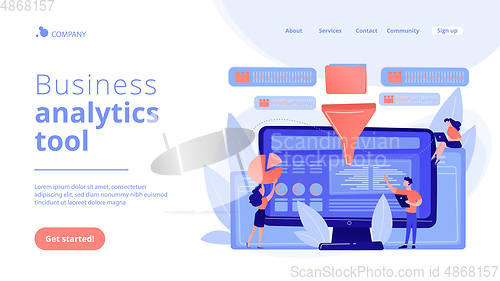 Image of Business intelligence dashboard concept landing page.