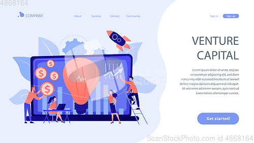 Image of Venture investment concept landing page.