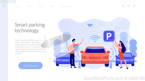 Image of Self-parking car system concept landing page.