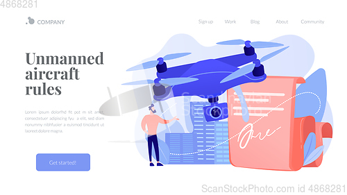 Image of Drone flying regulations concept landing page.