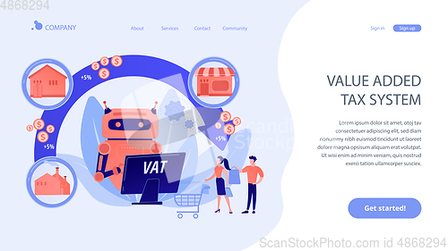 Image of Value added tax system concept landing page