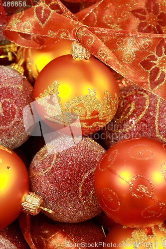 Image of Christmas balls with ribbon