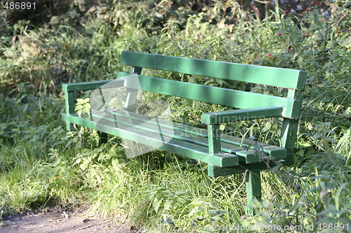 Image of green metal bench