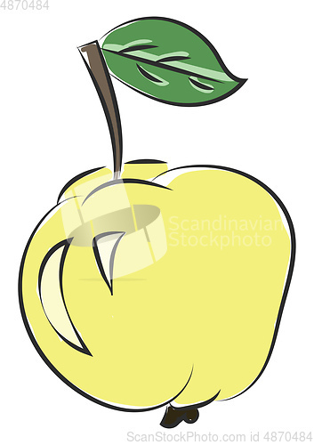 Image of A tasty yellow apple with a leaf vector or color illustration