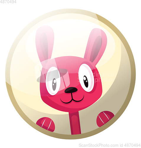 Image of Cartoon character of a pink rabbit smiling vector illustration i