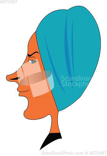 Image of The side face of a skinny person after a shower/Head wrapped in 