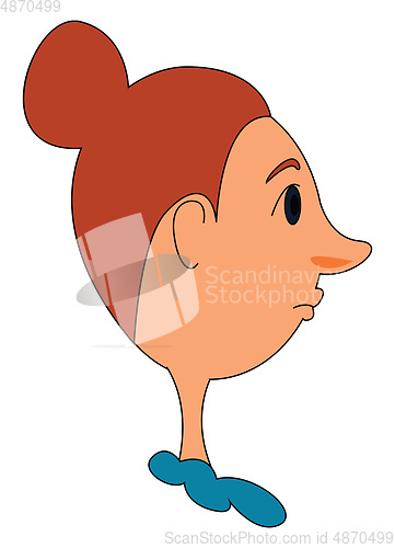 Image of Girl with long nose vector or color illustration