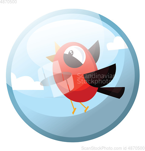 Image of Cartoon character of a red bird with black wings vector illustra