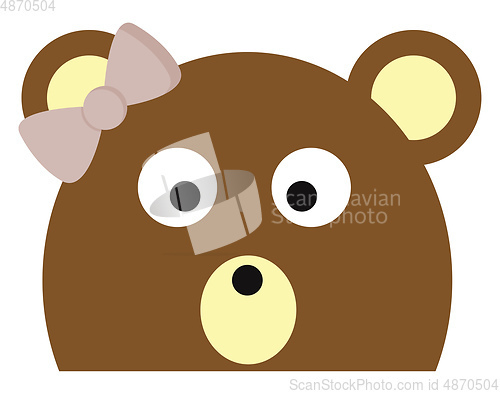 Image of A bear with a bow, vector color illustration.
