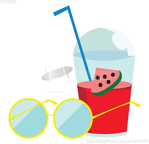 Image of Beating the heat with sunglass and watermelon cooler vector or c