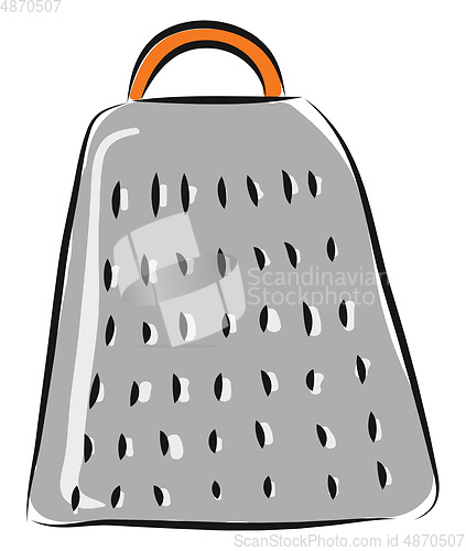 Image of Grey grater with orange handle illustration vector on white back