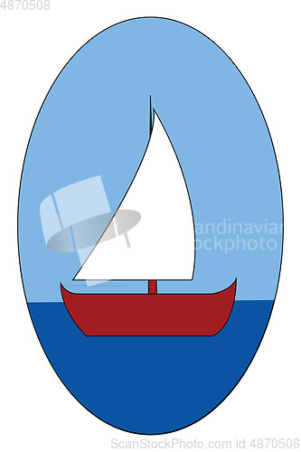 Image of Red boat on the sea vector illustration on white background